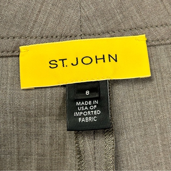 St John Womens 2 Piece Set Jacket Size S Pant Sz 8 Stretchy Wool Taupe Luxe - Picture 11 of 16